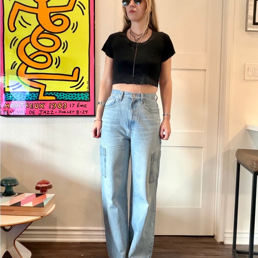 FRAME denim cargo wide leg jeans